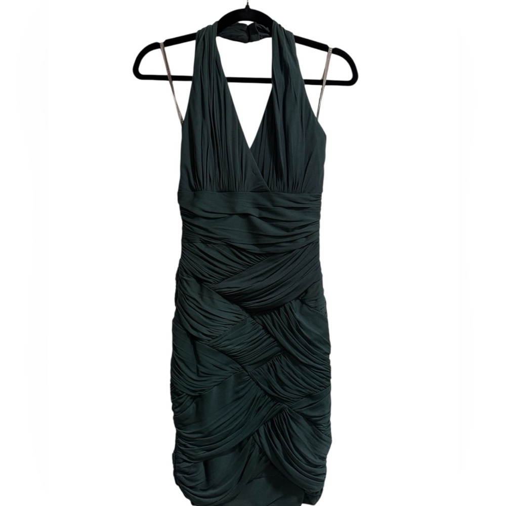 Halston Heritage Deep Green Backless Dress